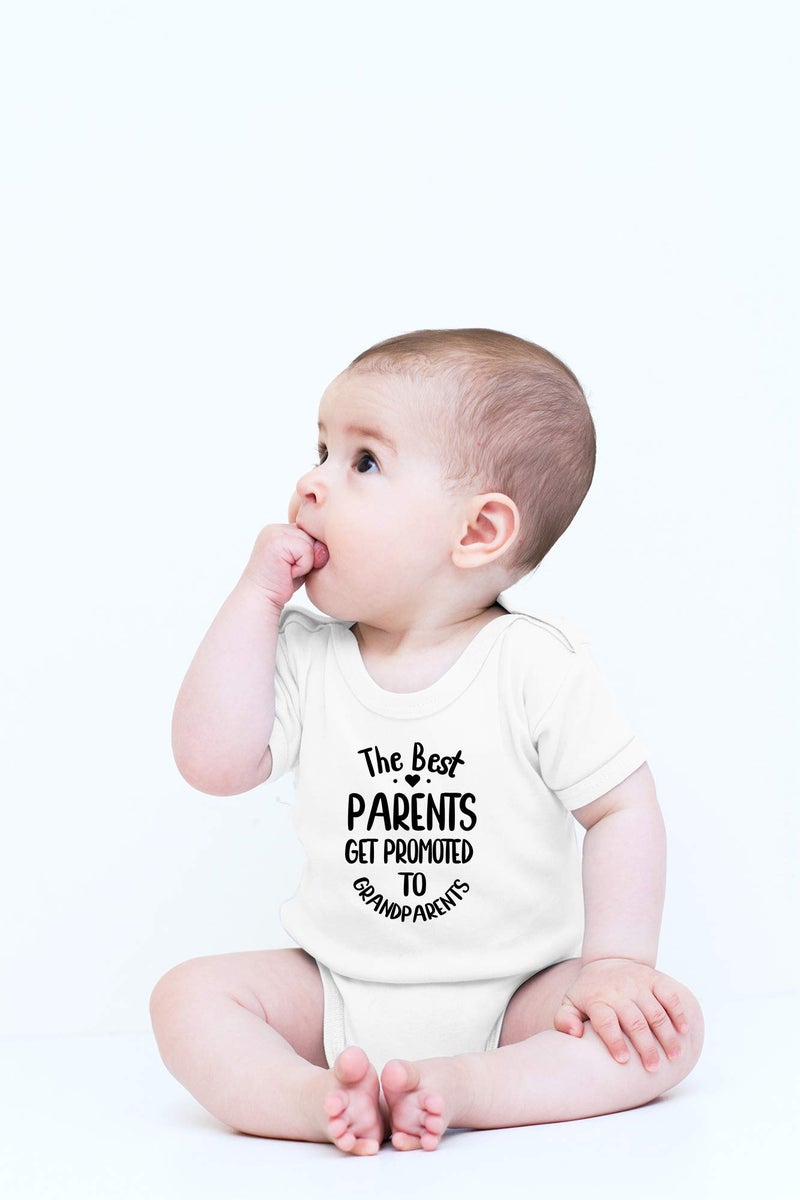 CBTwear The Best Parents Get Promoted to Grandparents Baby Bodysuit - Funny Infant Outfit- Infant Humor (Newborn, White) - Image 2